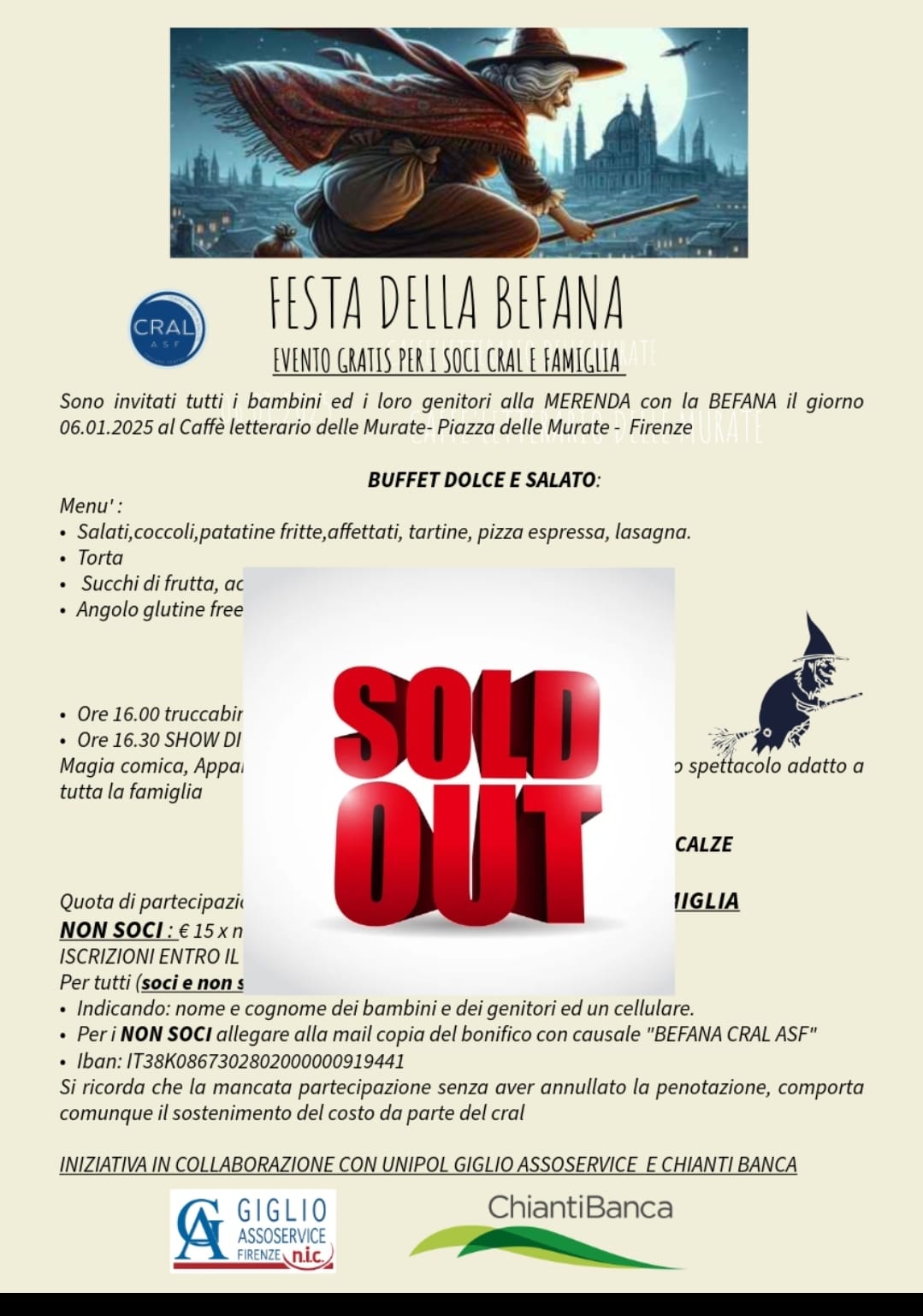 festa befana 2025 soldout